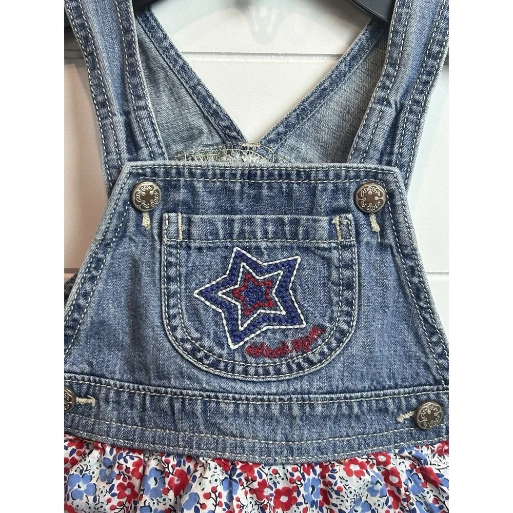 OshKosh B'gosh Vestbak Bib Overall Jumper Dress‎ Tiered - 18M - Red/White/Blue
